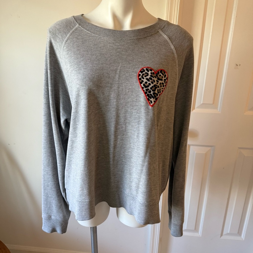 Stella and Dot Sweatshirt with Animal Print Heart- XL